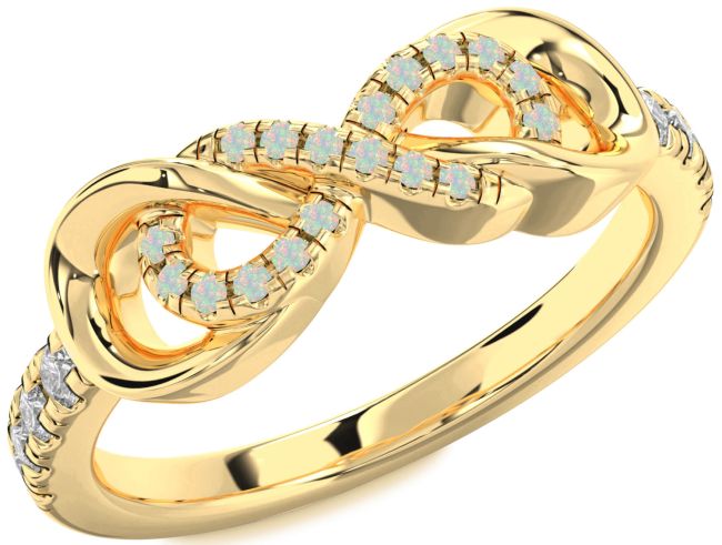 Diamond Opal Gold Silver Infinity Ring
