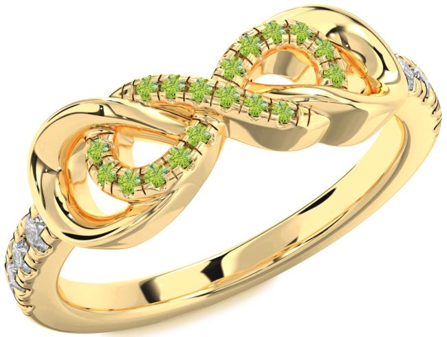Diamond Peridot Gold Silver Infinity Ring