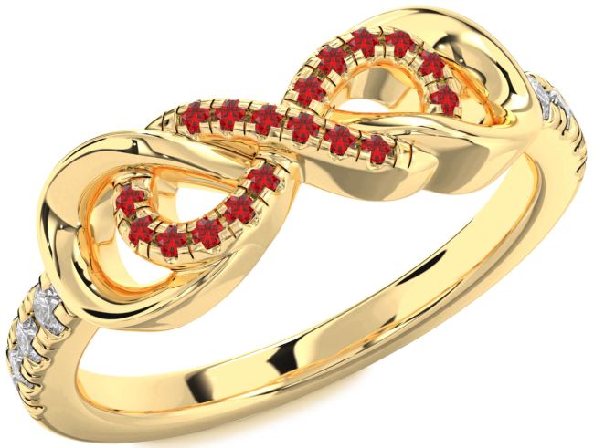 Diamond Ruby Gold Infinity Ring