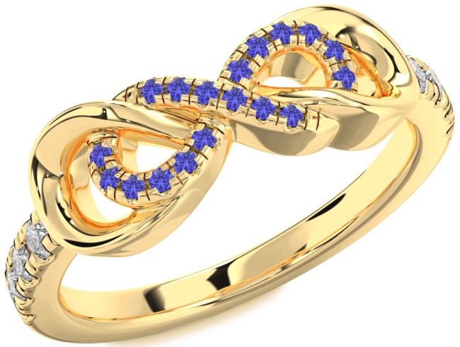 Diamond Tanzanite Gold Silver Infinity Ring