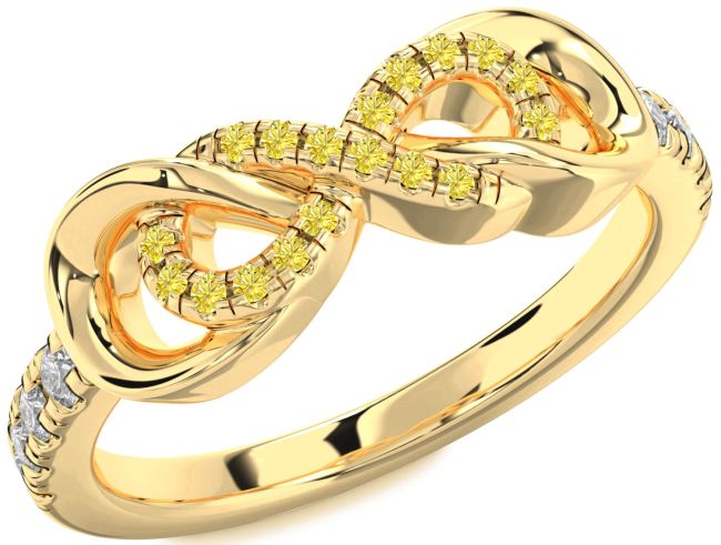 Yellow Diamond Gold Silver Infinity Ring