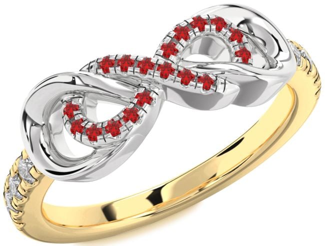 Diamond Ruby Gold Silver Infinity Ring