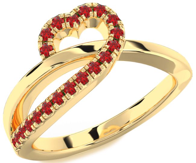 Ruby Gold Heart Ring