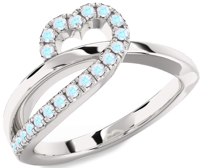 Moonstone Platinum Heart Ring