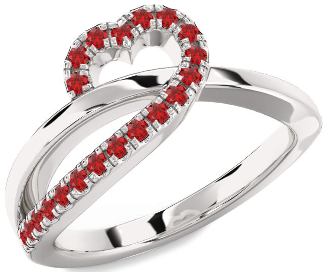 Ruby Platinum Heart Ring