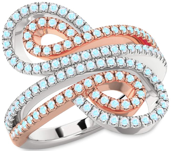 Moonstone Rose Gold Silver Infinity Round Pave Ring
