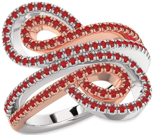 Ruby Platinum & Rose Gold Infinity Round Pave Ring