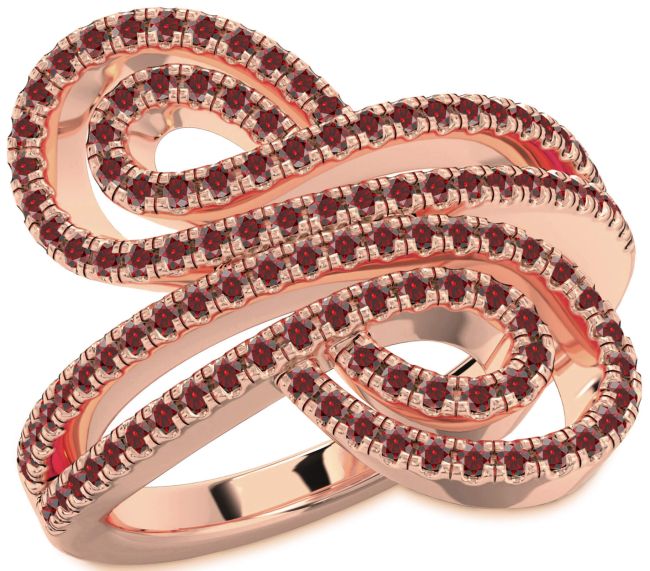 Garnet Rose Gold Infinity Round Pave Ring