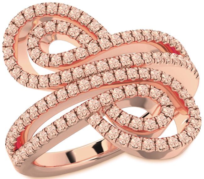 Morganite Rose Gold Infinity Round Pave Ring