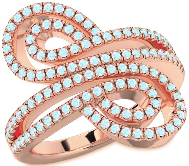 Moonstone Rose Gold Silver Infinity Round Pave Ring