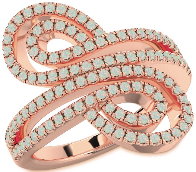 Opal Rose Gold Silver Infinity Round Pave Ring