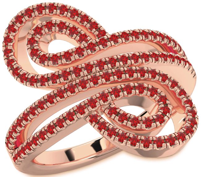 Ruby Rose Gold Infinity Round Pave Ring