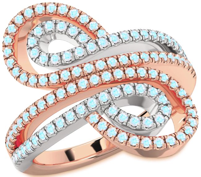 Moonstone Rose Gold Silver Infinity Round Pave Ring