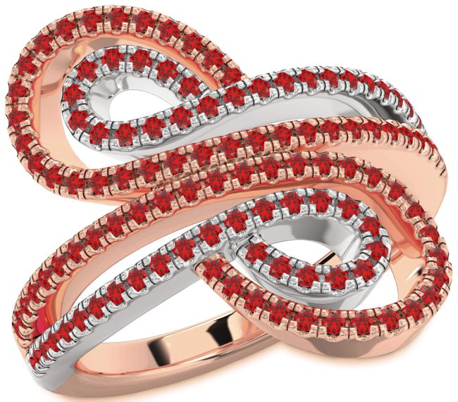 Ruby Rose Gold Silver Infinity Round Pave Ring