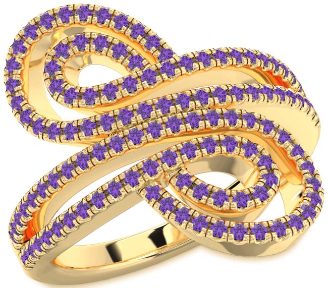 Amethyst Gold Infinity Round Pave Ring