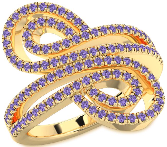 Alexandrite Gold Silver Infinity Round Pave Ring