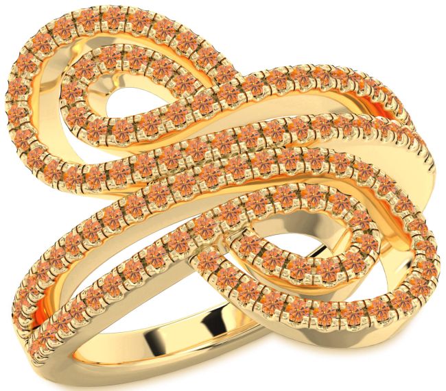 Citrine Gold Infinity Round Pave Ring
