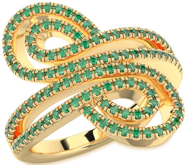 Emerald Gold Infinity Round Pave Ring