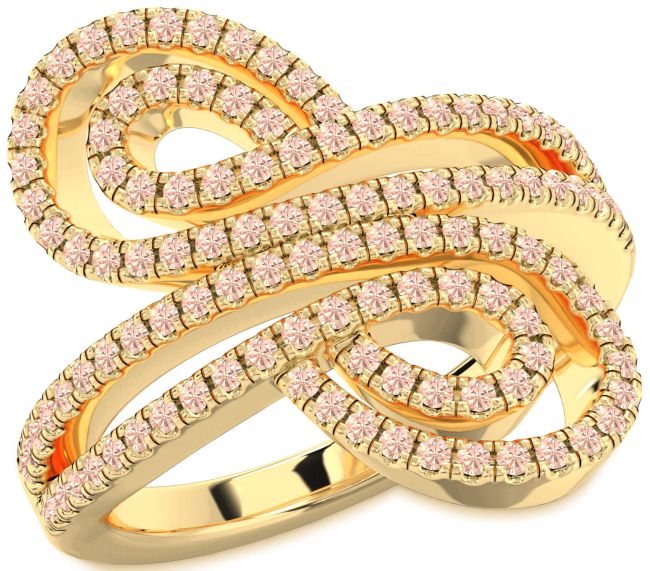 Morganite Gold Infinity Round Pave Ring