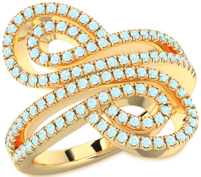 Moonstone Gold Silver Infinity Round Pave Ring