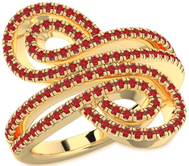 Ruby Gold Silver Infinity Round Pave Ring