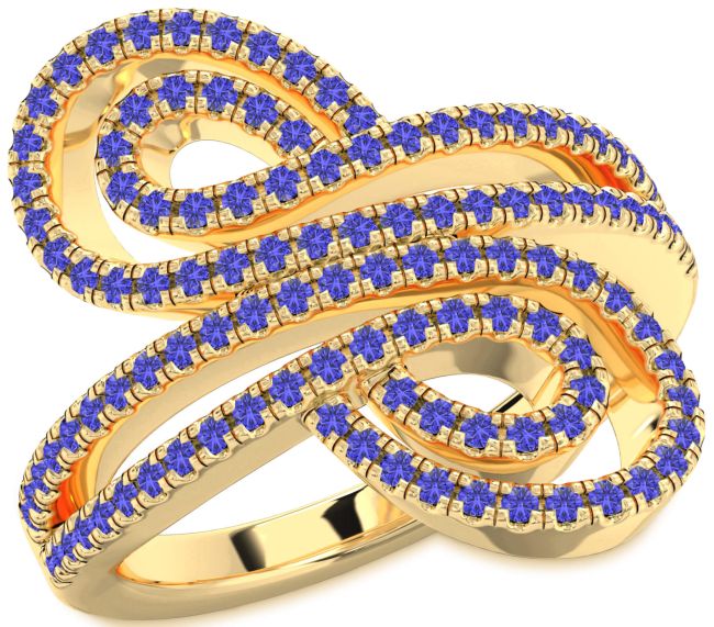 Tanzanite Gold Infinity Round Pave Ring