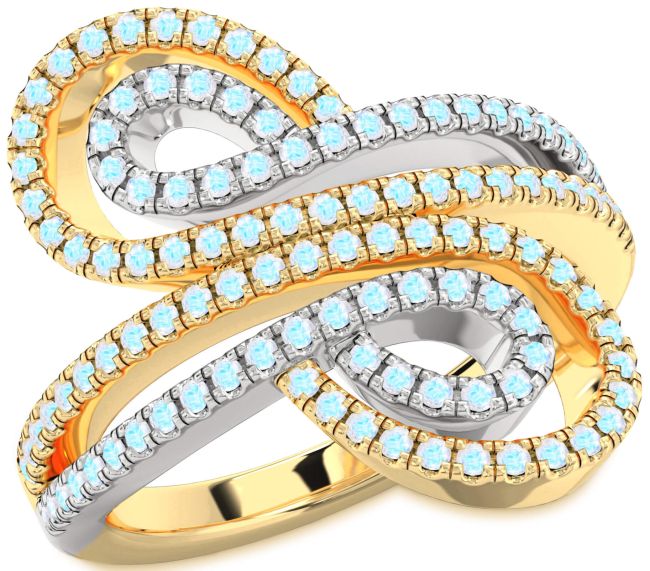 Moonstone Gold Silver Infinity Round Pave Ring