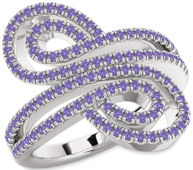 Alexandrite Platinum Infinity Round Pave Ring