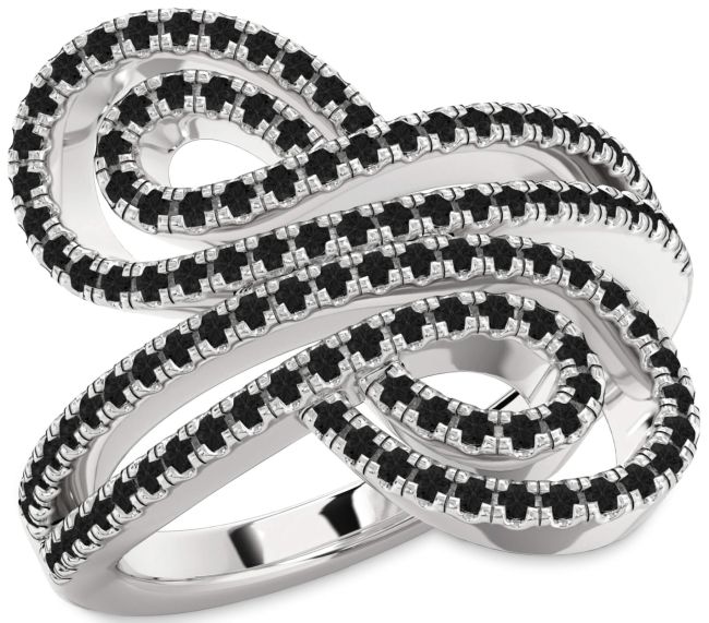 Black Diamond Silver Infinity Round Pave Ring