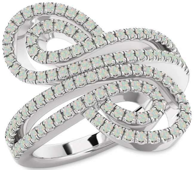 Opal Silver Infinity Round Pave Ring