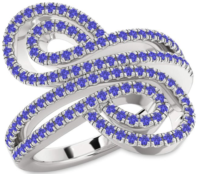 Tanzanite Platinum Infinity Round Pave Ring