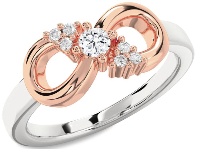 Diamond White Rose Gold Infinity Round Promise Ring