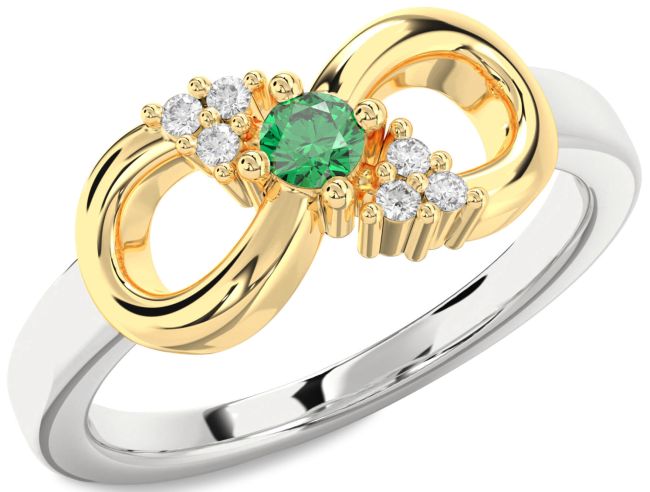 Diamond Emerald Gold Silver Infinity Round Promise Ring