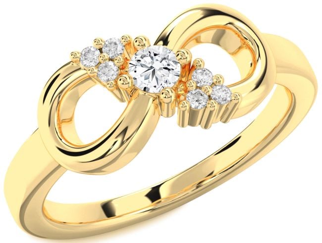 Diamond Gold Infinity Round Promise Ring