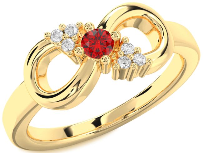 Diamond Ruby Gold Infinity Round Promise Ring