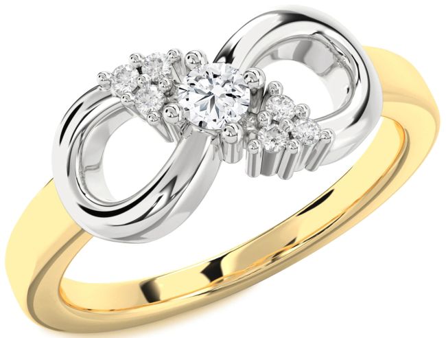 Diamond White Yellow Gold Infinity Round Promise Ring