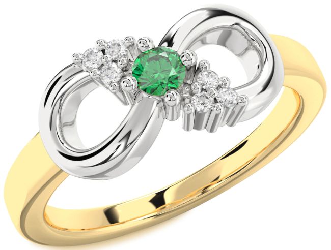 Diamond Emerald Gold Silver Infinity Round Promise Ring