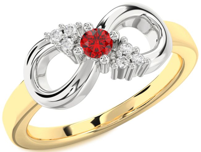 Diamond Ruby Gold Silver Infinity Round Promise Ring