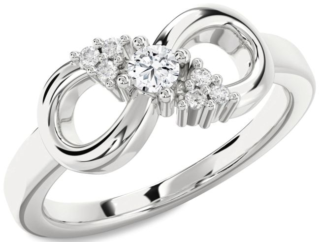 Moissanite Silver Infinity Round Promise Ring
