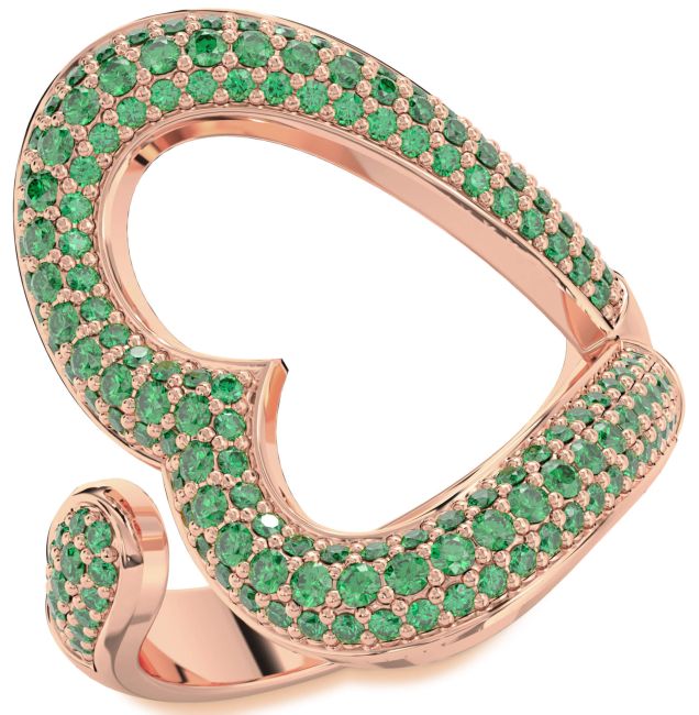 Emerald Rose Gold Heart Ring