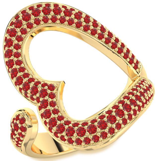 Ruby Gold Heart Ring
