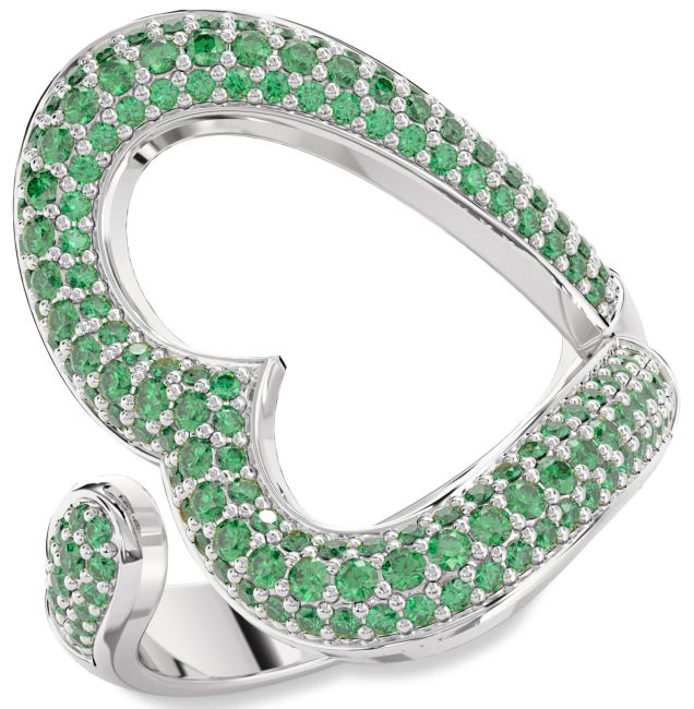 Emerald White Gold Heart Ring