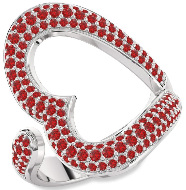 Ruby Platinum Heart Ring