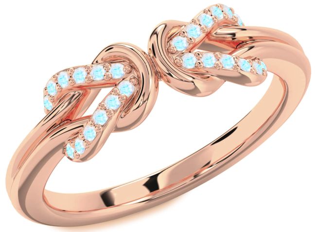 Moonstone Rose Gold Infinity Knot Round Ring
