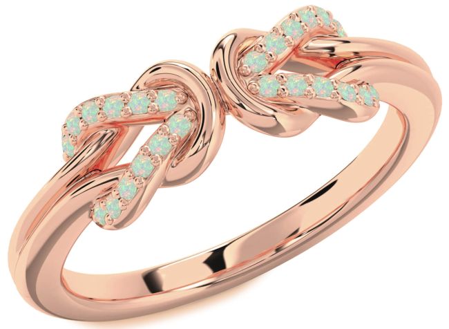 Opal Rose Gold Infinity Knot Round Ring