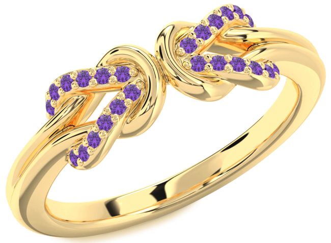 Amethyst Gold Infinity Knot Round Ring