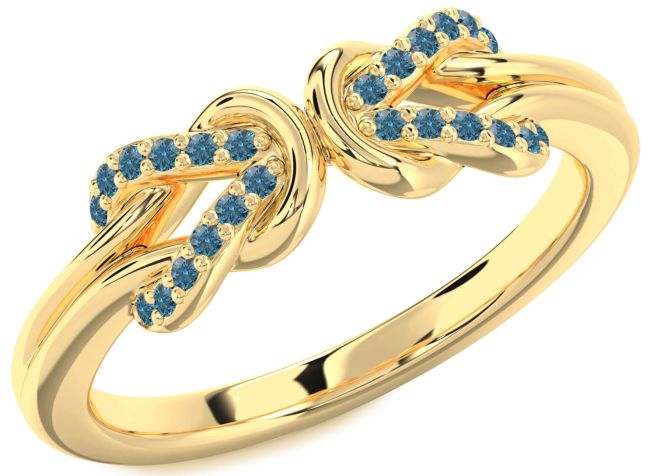 Blue Diamond Gold Infinity Knot Round Ring