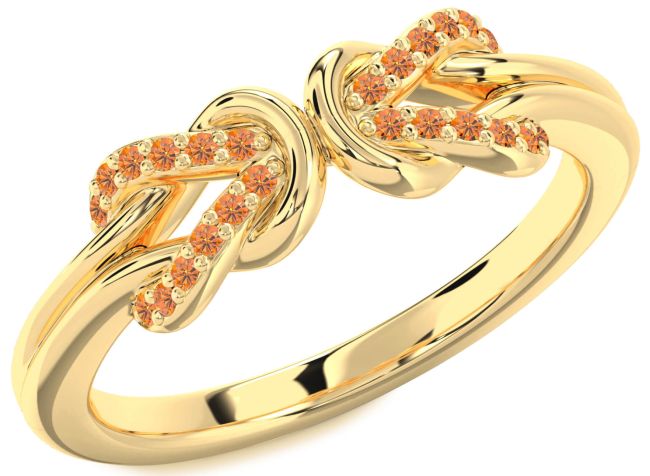 Citrine Gold Infinity Knot Round Ring