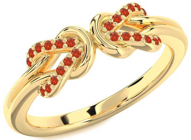 Fire Opal Gold Infinity Knot Round Ring