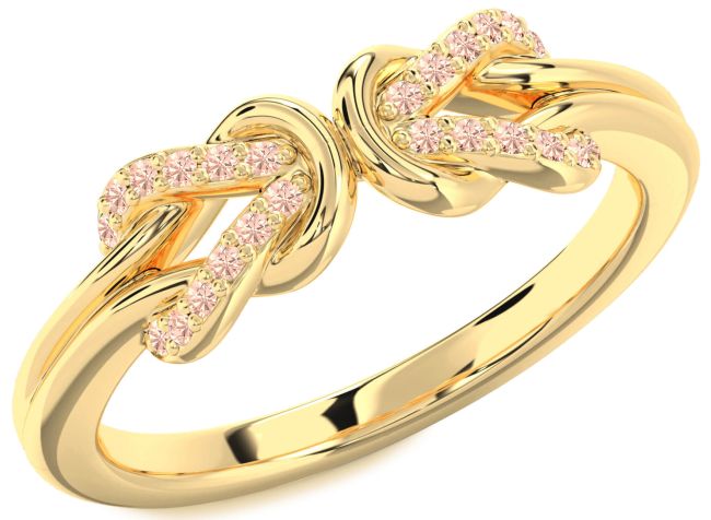 Morganite Gold Infinity Knot Round Ring